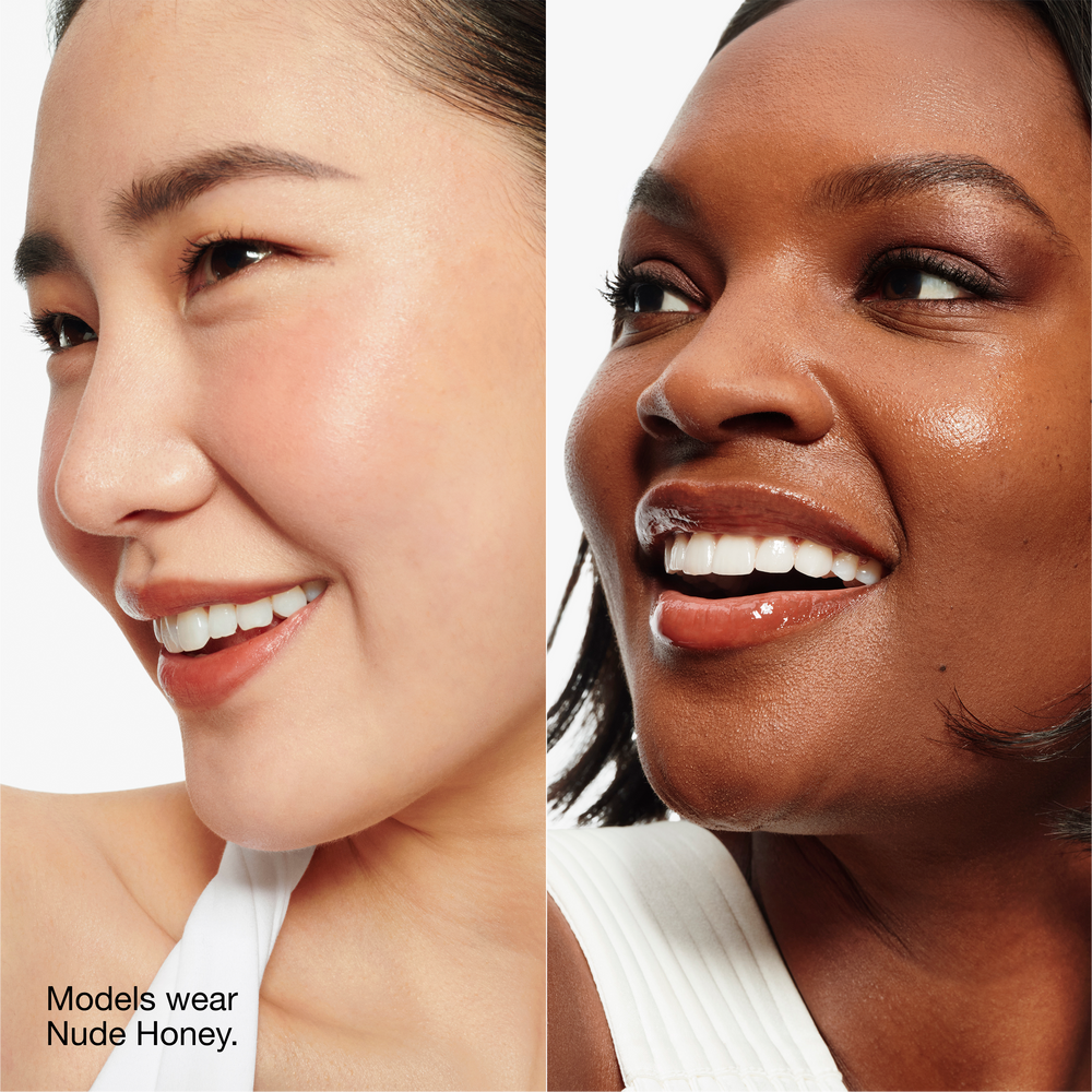 Clinique Pop™ Lip + Cheek Oil in Black Honey, Pink Honey and Nude Honey, 7.0 ml, Nude Honey, Model, multiple