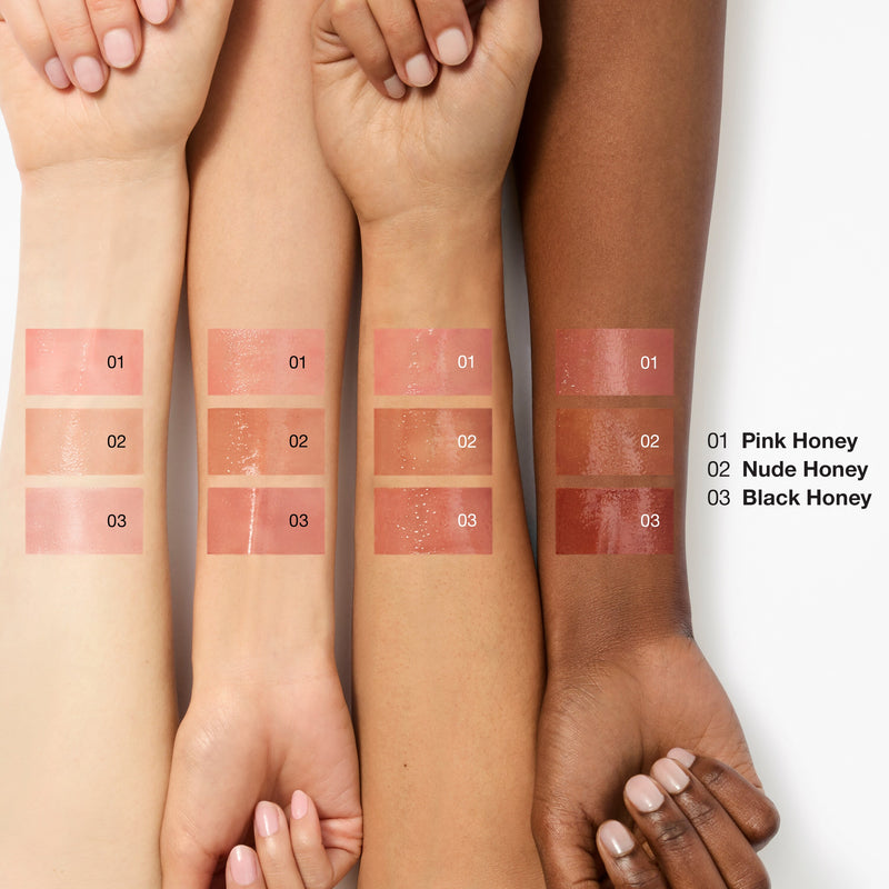 Clinique Pop™ Lip + Cheek Oil in Black Honey, Pink Honey and Nude Honey