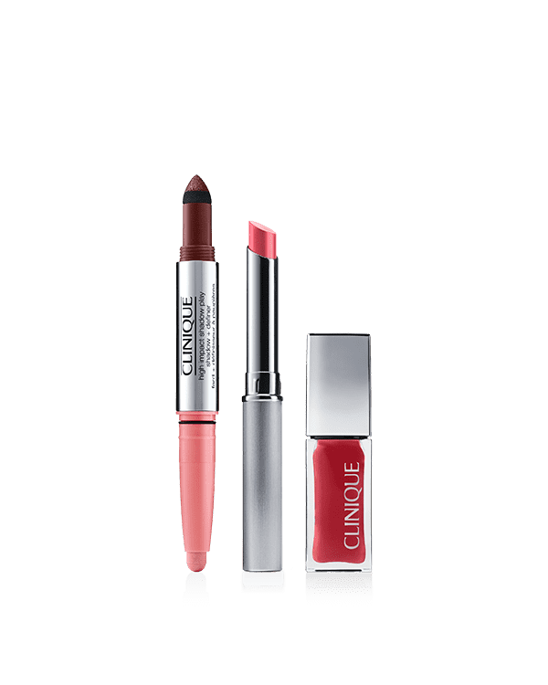 Pink Honey Makeup Bundle: Eyes, Cheeks, Lips &lt;br&gt;&lt;s&gt;$87&lt;/s&gt; &lt;span style=&quot;color: #ba0000;&quot;&gt;$73&lt;/span&gt; at checkout, Three full-size makeup must-haves in our fan-favorite Pink Honey shade.