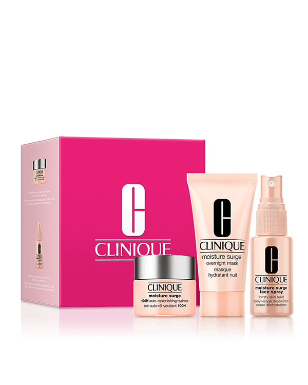 Clinique Hydration Heroes, Three Clinique happy-skin essentials free of parabens, phthalates, and fragrance. $10 with any purchase. A $29.50 value.