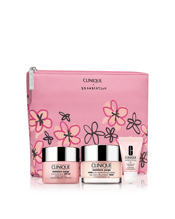 Glow from AM to PM, A trio of hydration heroes in one refreshing set. A $98 value.