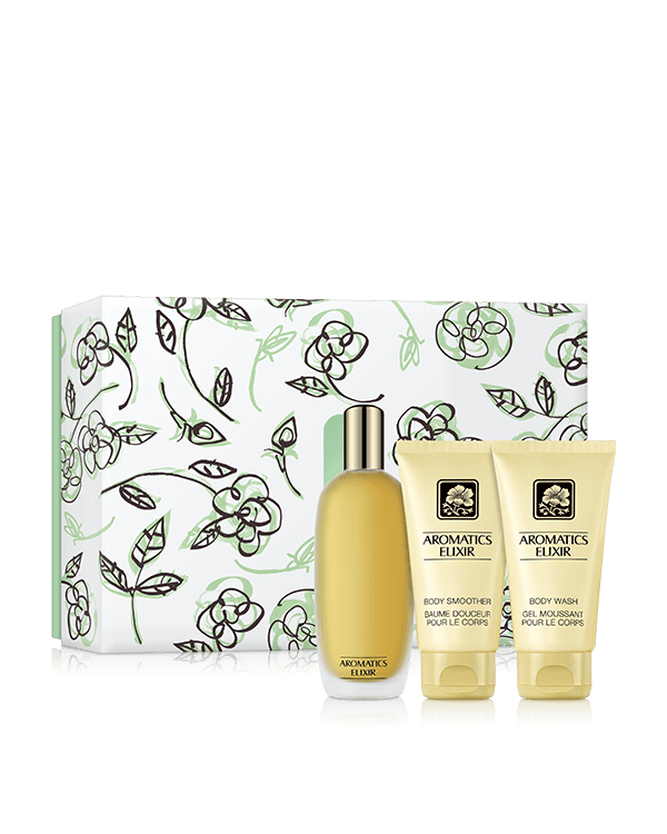 Aromatics Elixir Riches, An exclusive fragrance trio for head-to-toe intrigue. A $156 value.