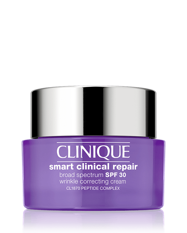 NEW Clinique Smart Clinical Repair™ Broad Spectrum SPF 30 Wrinkle Correcting Cream, Dermal-active SPF 30 formula visibly repairs wrinkles, protects with SPF 30, and helps prevent future damage.