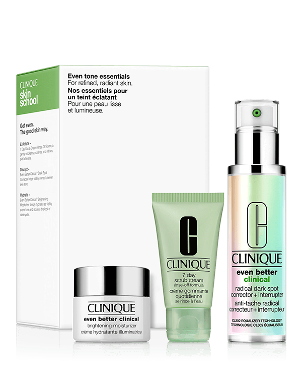 Even Tone Essential Skincare Set, 3 skincare experts for refined, radiant skin. A $110.50 value.