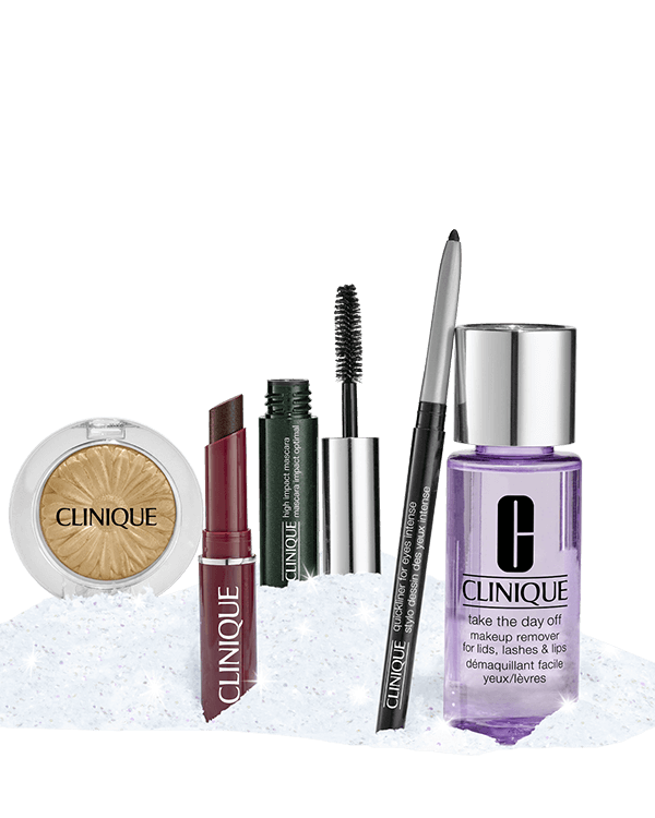 Makeup Must-Haves Set, Five effortless staples for eyes, lips, and face. Starring our cult favorite Black Honey Almost Lipstick. A $78.00 value.