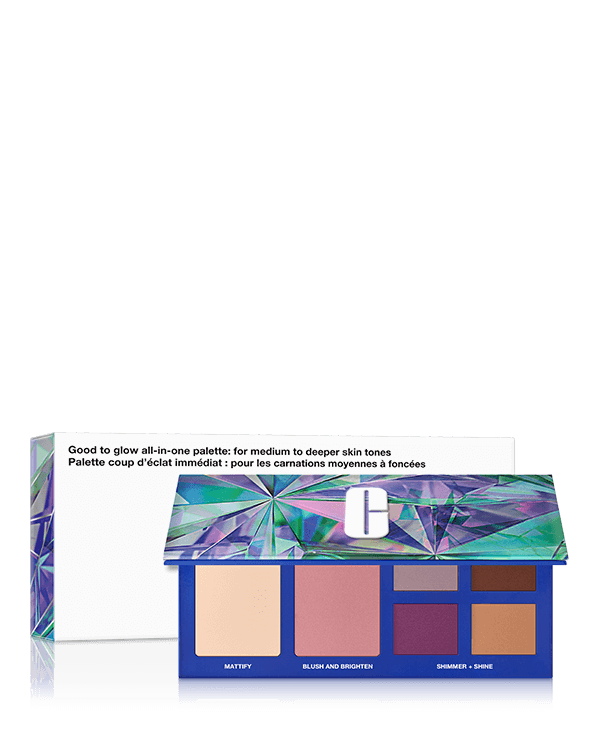 Good to Glow All-in-One Palette For Medium to Deeper Skin Tones, A full-face look all in one compact, for medium to deeper skin tones.