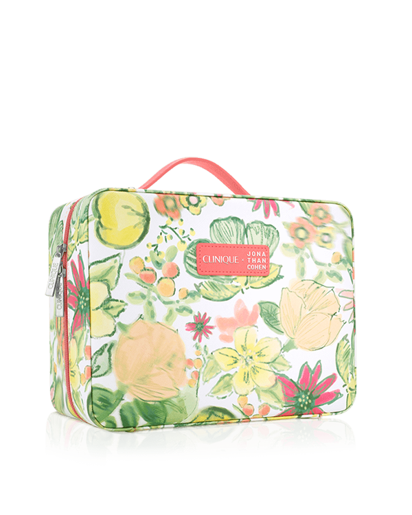 Clinique x Jonathan Cohen Train Case ($20 with $55+. Discount in checkout.), Our exclusive new train case has room to spare for your full routine. In a dreamy, garden bloom print by floral-forward visionary designer Jonathan Cohen.