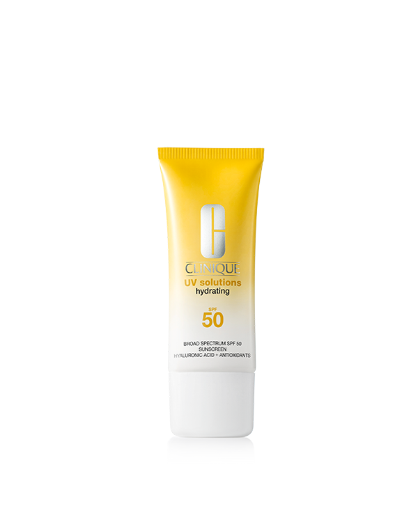 UV Solutions Hydrating Sunscreen Broad Spectrum SPF 50, Weightless daily hydrating sunscreen powered by skincare to deliver instant and lasting hydration.