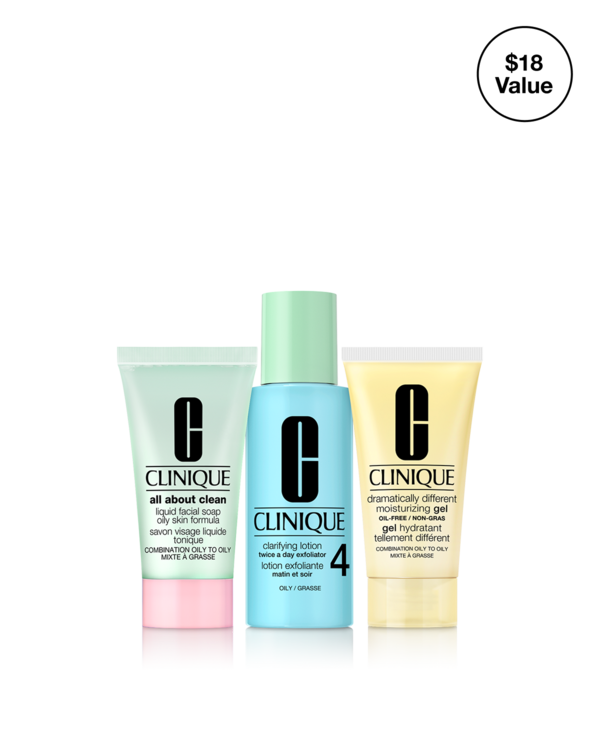 Healthy Skin Routine: Mini 3-Step Kit For Oily Skin, A dermatologist-developed 3-step skincare system, in trial-perfect mini sizes. A $18 value.