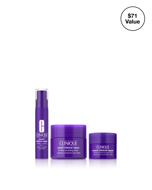 Anti-Aging Routine: Mini Smart Clinical Repair Kit, Three powerful ways to outsmart wrinkles, in trial-perfect mini sizes. A $71 value.