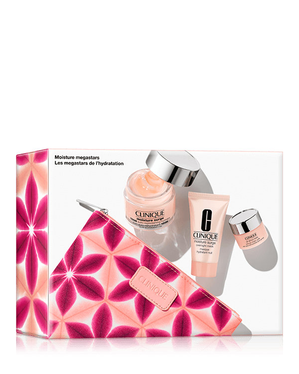 Moisture Megastars Skincare Set, Three hydration heroes in one ready-to-gift set. A $76.00 value.