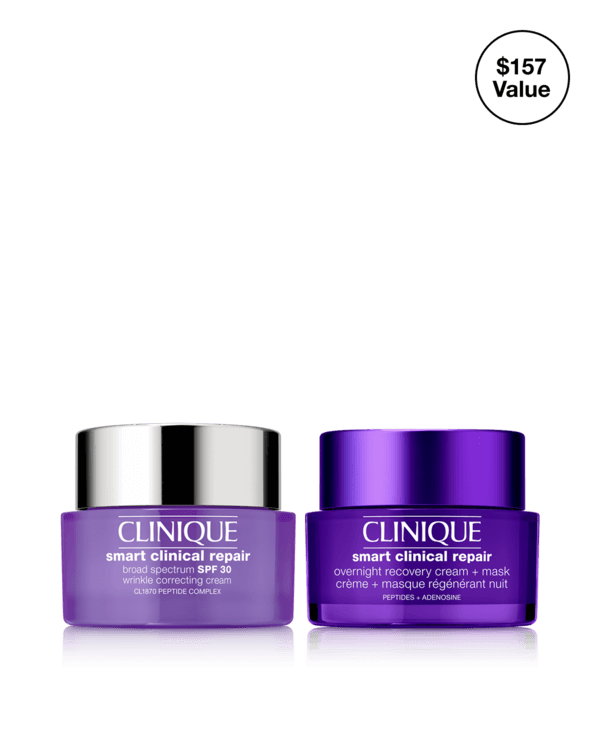 Day to Night Anti-Aging Skincare Set, A smart de-aging duo for day and night. A $157 value.